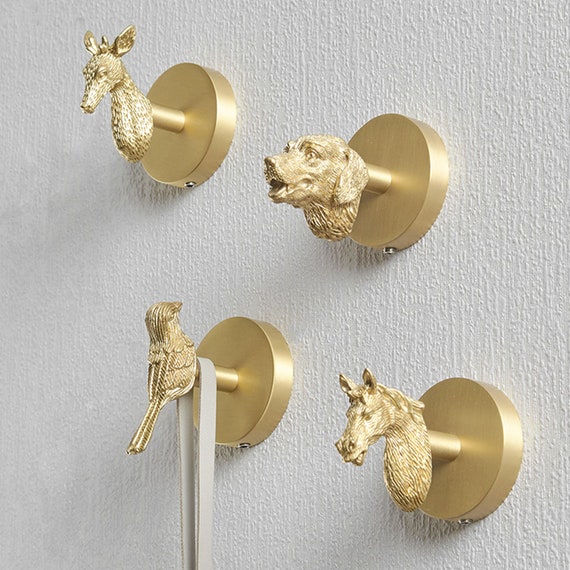 Gold metal wall mounted lion coat hook home decor accessories kitchen bathroom 