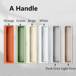 Invisible Drawer Pulls Kitchen Door Handle Pull Colorful Embedded Handle Cabinet Closet Pull Grey Beige Green Orange White Handle LBFEEL