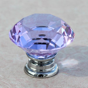 Lavender Glass Knobs / Dresser Knobs / Drawer Knobs Pulls Handles Purple Crystal Knob Pull Handle / Kitchen Furniture Cabinet Hardware