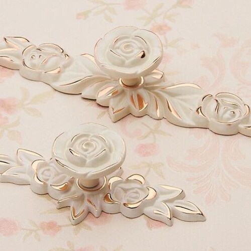 Pink Rose Dresser Knob Drawer Knobs Pull Floral Purple Red Etsy