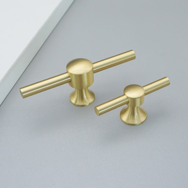 Solid Brass Cupboard Pull Knob Drawer Pulls Knobs Gold Door Knob Cabinet Pull T bar Knob Dresser Handle Gold Kitchen Cabinet Hardware LBFEEL