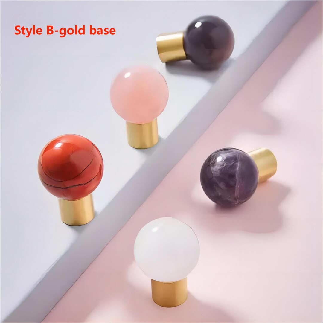 Exquisite Natural Stone Knobs Colorful Cabinet Knobs White Gray Purple ...