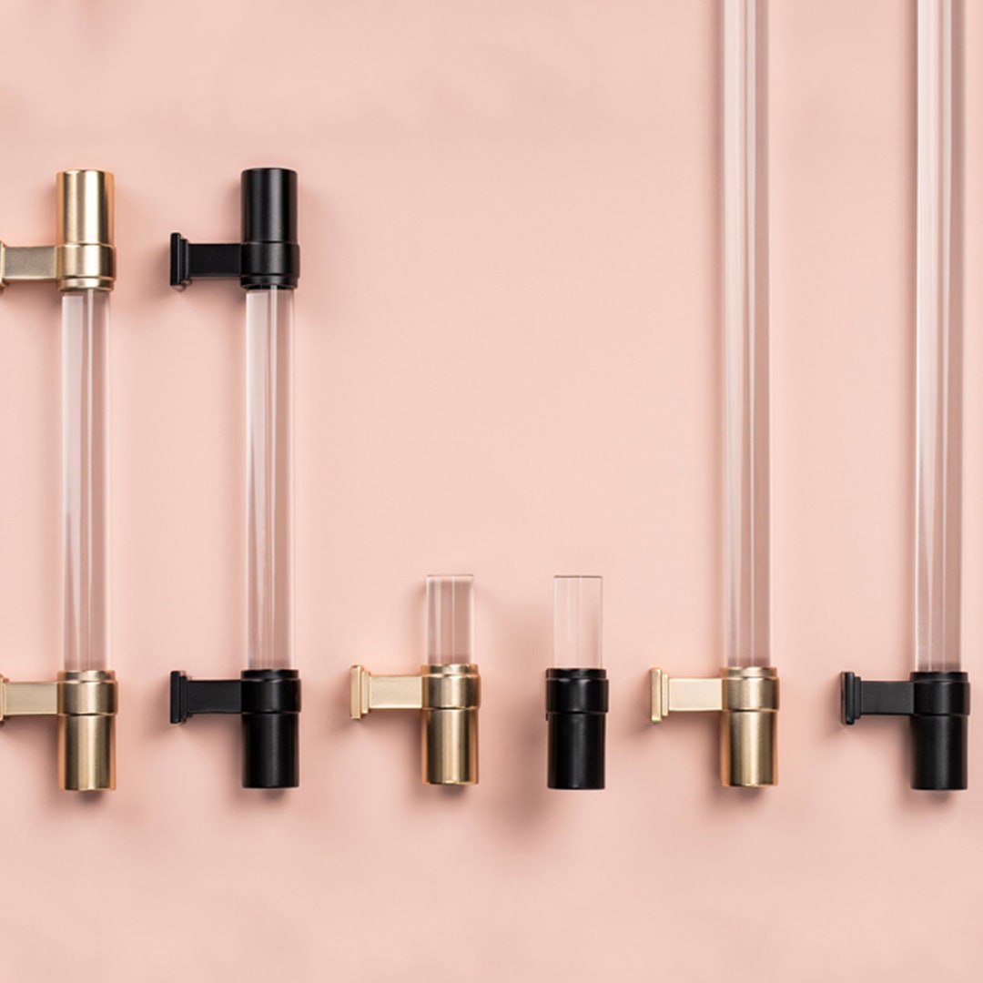 LBFEEL Acrylic Gold Clear Drawer Pulls Knobs Dresser Pull Door