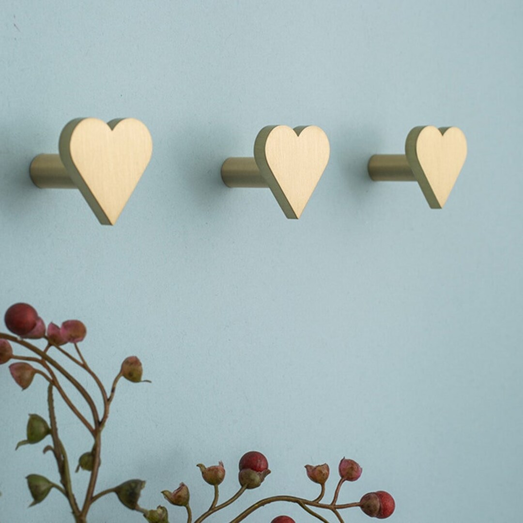 Brass Heart Wall Hooks Decorative Hooks for Wall Gift Unique Clothes