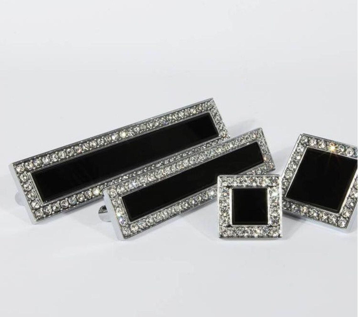 Black Glass Dresser Pulls Drawer Pull Handles / Crystal Etsy