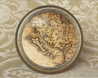 Map -Dresser Knob Antique Bronze / Crystal Dresser Knob Drawer Knobs  / French Cabinet Handles Pull Knob Ornate / Furniture Hardware