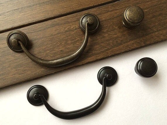 4.25 Vintage Drawer Knobs Pulls Handles Black Dresser Pull