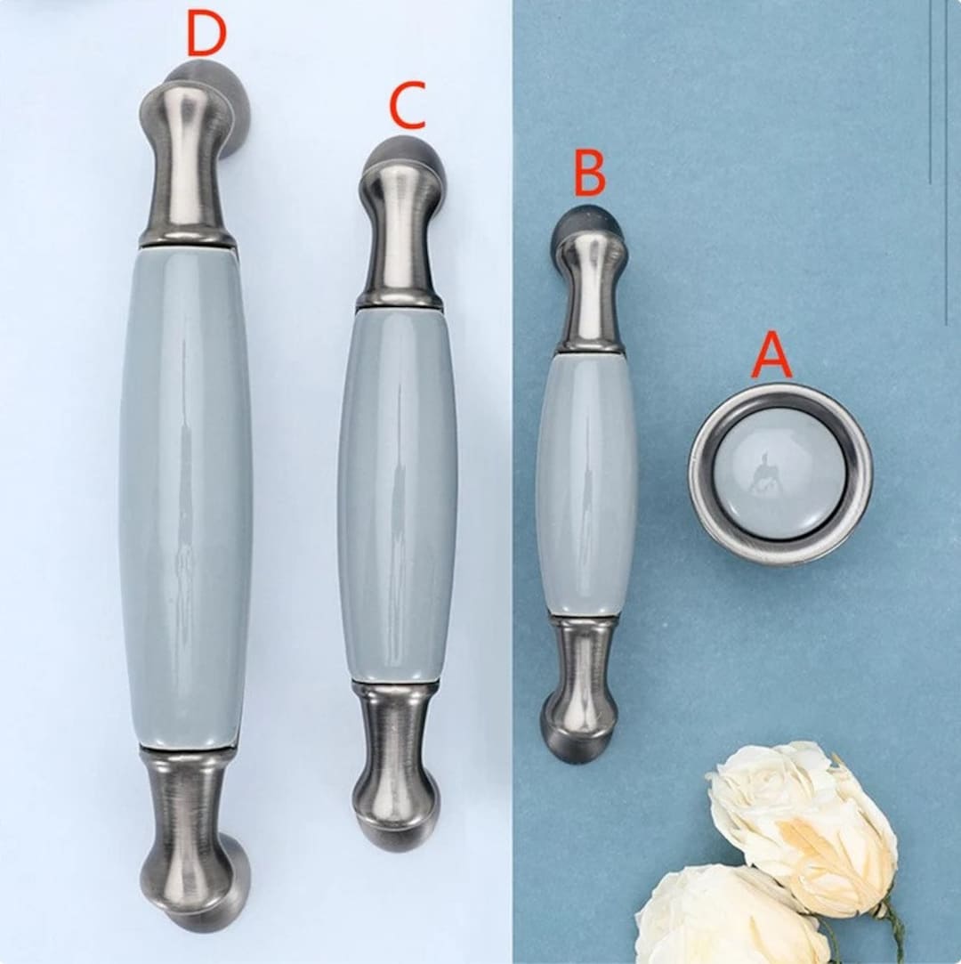 Blue Ceramic Drawer Handles Unique Door Knobs Gray Drawer Pulls Dresser