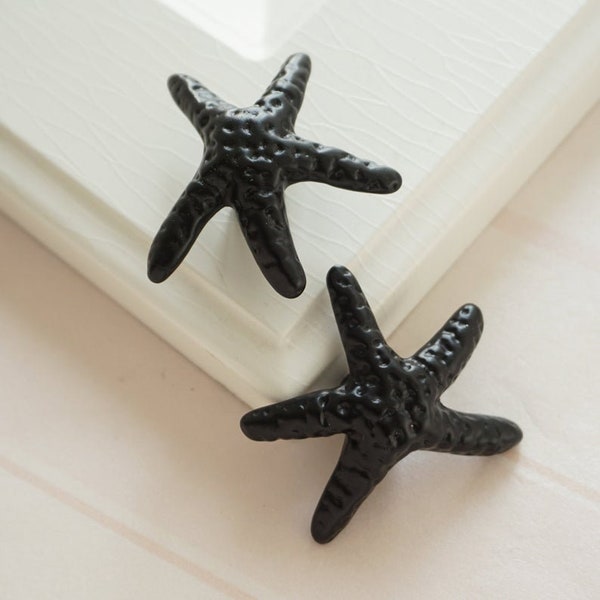 Starfish- Dresser Knobs Beach Drawer Knobs Pulls Handles Black Kitchen Cabinet Door Knobs Pulls Handles Furniture Handle Cupboard Hardware