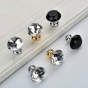 Glass Crystal Drawer Knobs Handles Rhinestone Dresser Knobs Pulls Gold Silver Black Kitchen Cabinet Door Knobs Handles Pull Hardware Bling