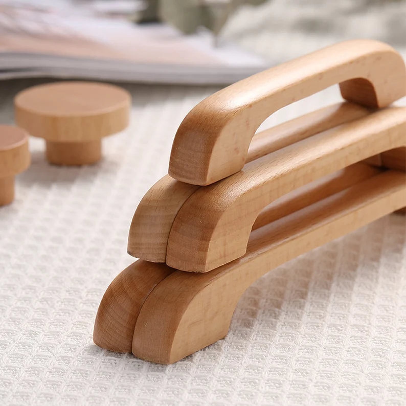 Natural Beech Wood Handles Solid Wood Cabinet Handles Wooden Kitchen ...