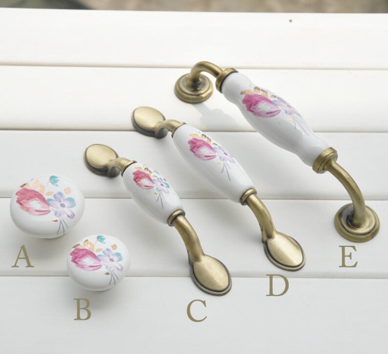 Flower Knobs Dresser Knob Drawer Pulls Handles Ceramic Knob Cabinet Knobs Kitchen Door Knob Furniture Hardware Antique Bronze