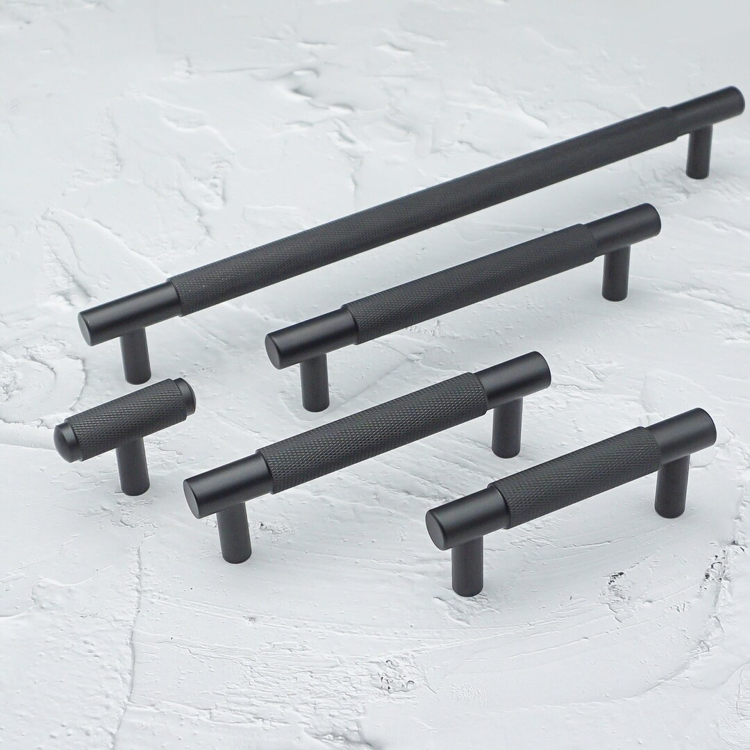 Black Drawer Handles Gold Knurled Handles Gift Cupboard Handles