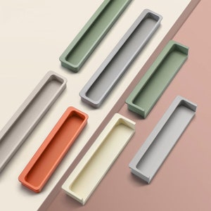 Colorful Embedded Handle Invisible Drawer Pulls Kitchen Pull Closet Door Handle Cabinet Closet Pull White Grey Beige Green Orange LBFEEL