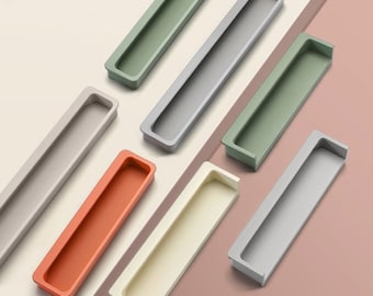 Colorful Embedded Handle Invisible Drawer Pulls Kitchen Pull Closet Door Handle Cabinet Closet Pull White Grey Beige Green Orange LBFEEL