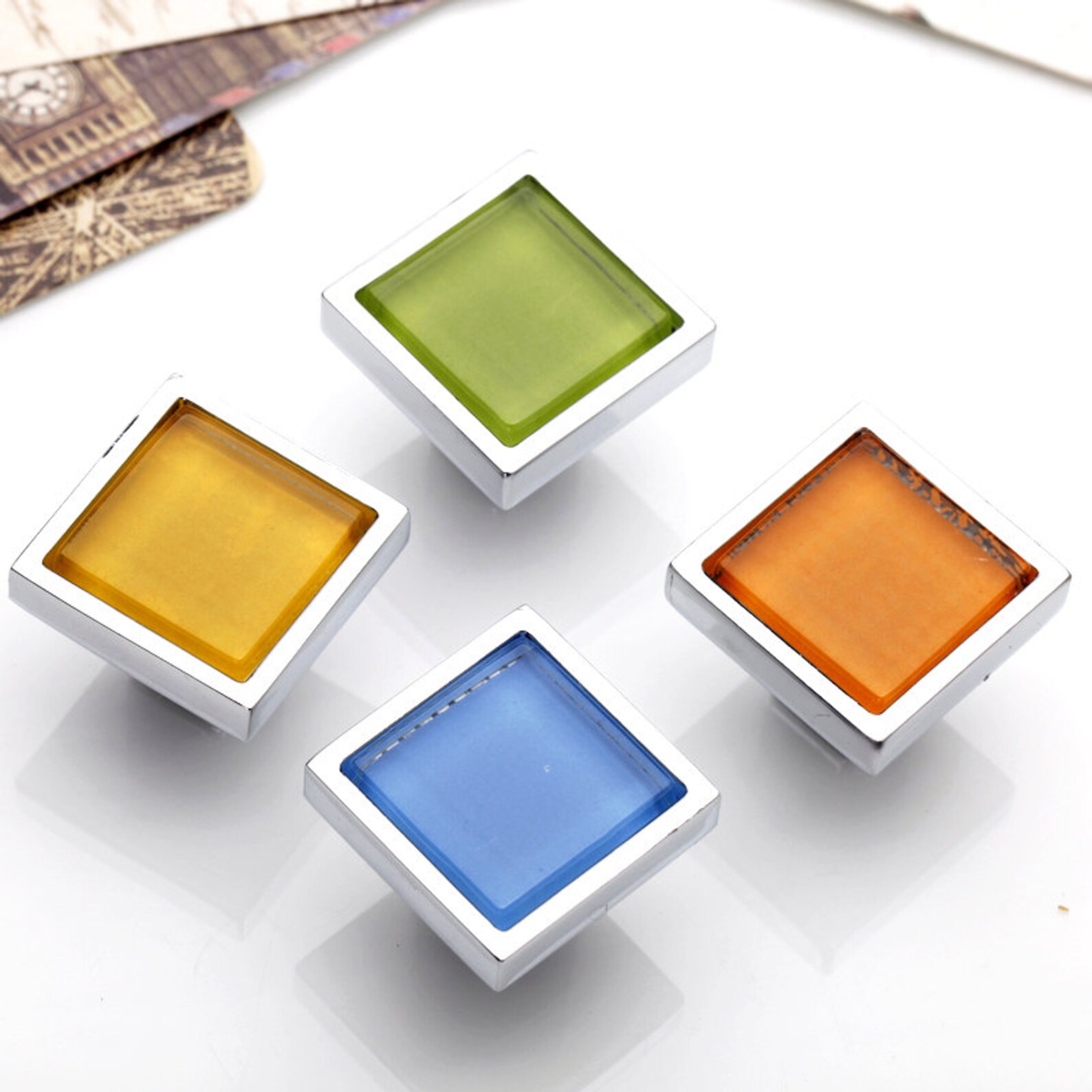 Silver Glass Knobs Square / Dresser Drawer Knobs Pulls Handles Etsy