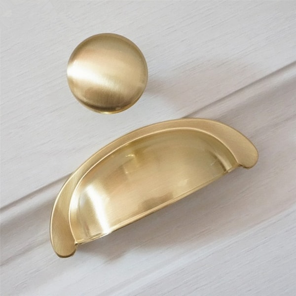 3" Brushed Gold Cup Pulls Dresser Knobs Drawer Pulls Handles Kitchen Cabinet Door Handle Pulls Knob Modern Furniture Hardware Decor 76 mm