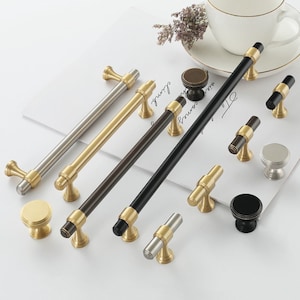 3.78"5"6.3"8.8"12.6"Brushed Nickel Dresser Pulls Knobs Solid Brass Drawer Handles Black Wardrobe Handles Bronze Kitchen Knobs Pulls LBFEEL