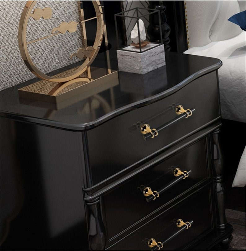 3.75/'/' 5/'/' 6.3/'/' 7.55/'/' Black Cabinet Door Handles T Knob Polished Gold Dresser Pull Drawer Knobs Pulls Modern Kitchen Cabinet Hardware Pull