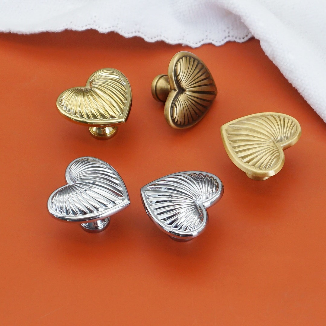 Chrome Heart Door Handles Gold Heart Drawer Knobs and Etsy UK
