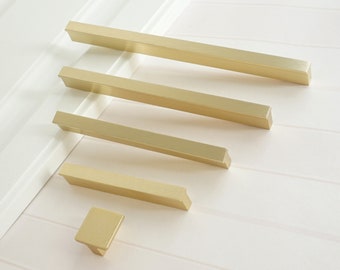 Brushed Gold Cabinet Handles Black Drawer Pulls Square Dresser Knobs Gold Kitchen Hardware LBFEEL 0.63"3''3.75''5''6.3''7.55" 8.8"10"12.6"