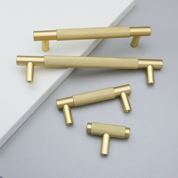 Black Knurled Cabinet Knobs Gold Cupboard Handles Unique Drawer Pulls T bar Knob Gift Dresser Pulls Knurled Cabinet Hardware 3"3.78"5"6.3"