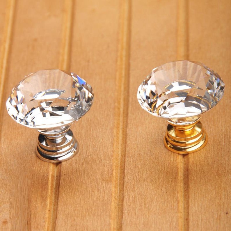 Gold Silver Glass Knobs / Dresser Knobs / Drawer Knobs Pulls Etsy