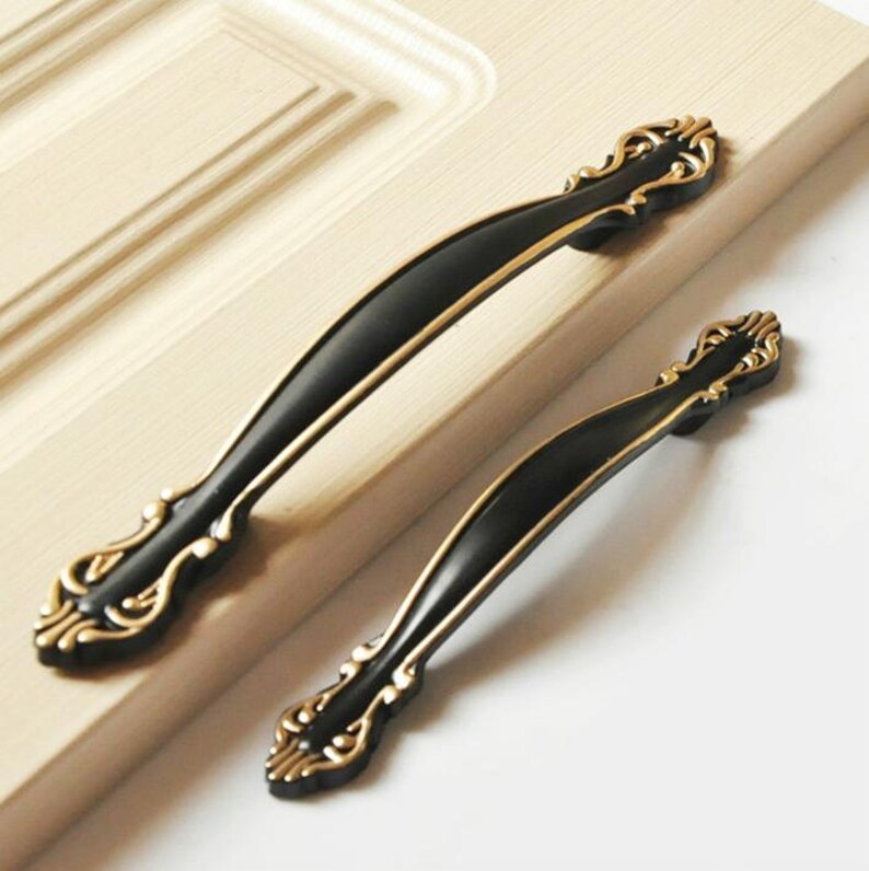 Shabby Chic Dresser Drawer Pulls Handles Off Black Gold Etsy