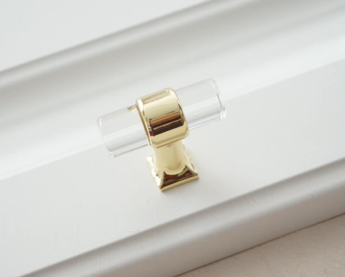 Adjustable Holes Space Acrylic Drawer Pull Clear Gold Dresser Etsy
