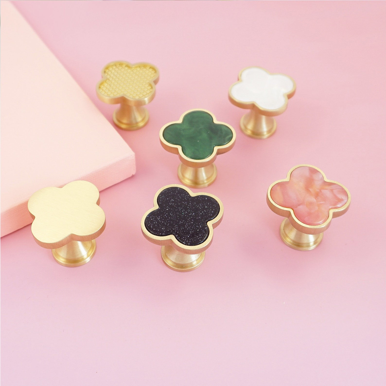 Modern Colorful Clover brass knobs Pulls Wardrobe Pull Drawer Etsy