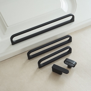 3.78"5"7.55"12.6"Matte Black Drawer Pulls and Knobs Hollow Cupboard Handles Modern Kitchen Cabinet Handles gift Unique Drawer Handles LBFEEL