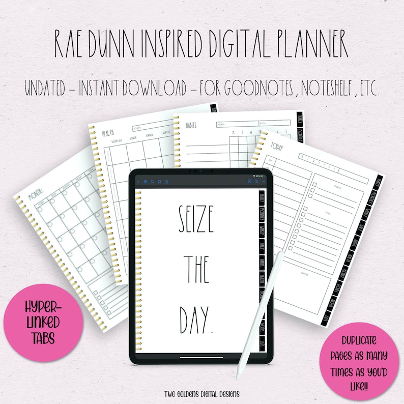 Rae Dunn Inspired, Digital Planner, iPad Planner, Goodnotes Planner