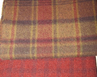 SALE Rug Hooking or Wool Applique Wool fabric Two 1/2 yard pieces Star Barn, Woodland PLaid