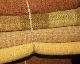 SALE Rug Hooking or Wool Applique Wool fabric 4 Fat Quarters GOLDS