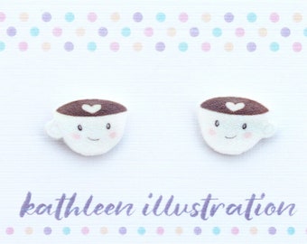 Coffee / Tea Stud Earrings