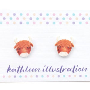 Highland Cow Stud Earrings