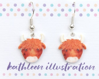 Highland Cow Drop Earrings