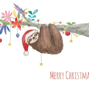 Sloth Christmas Card blank inside image 1