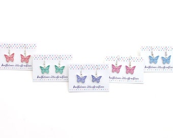 Butterfly Drop Earrings (available in pink, purple, red, blue or green)