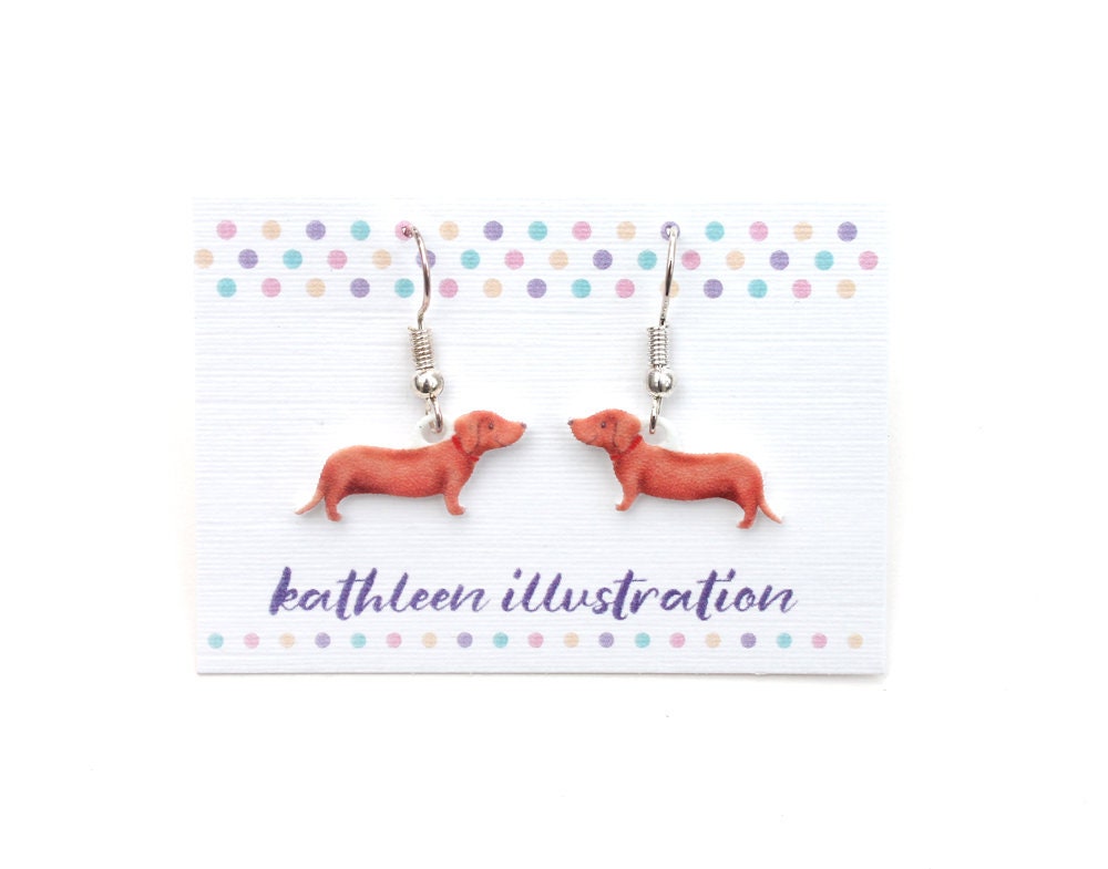 Sausage Dog / Dachshund Drop Earrings