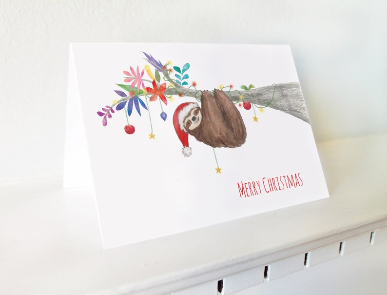 Sloth Christmas Card blank inside image 3