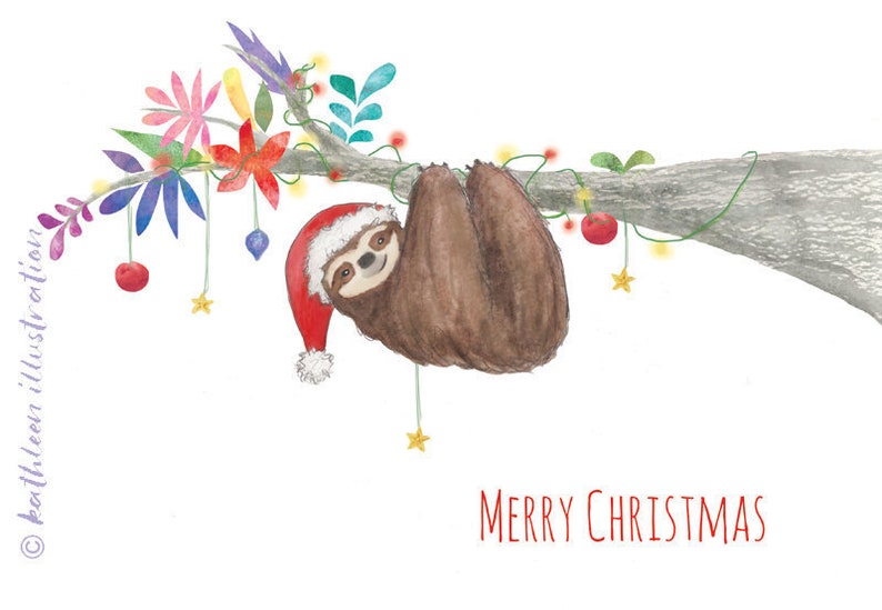 Sloth Christmas Card blank inside image 1