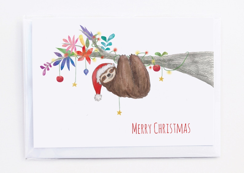 Sloth Christmas Card blank inside image 2