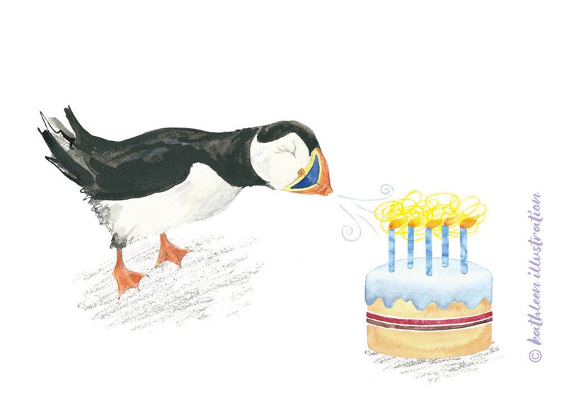 Puffin out the Candles Birthday Card (blank inside)
