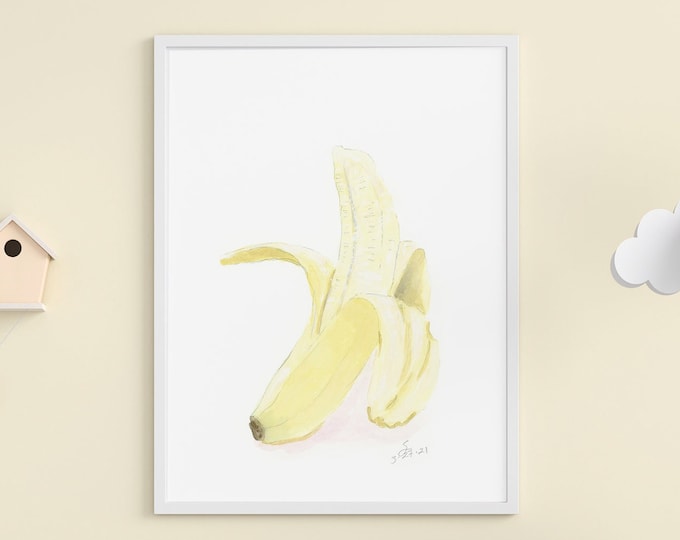 Featured listing image: Banana Art, Kitchen Wall Decor, Nursery Wall Art