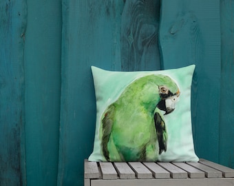 Green Parrot Double Sided Premium Pillow