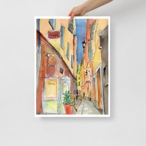 Crepe Shop France, Poster, Watercolor, France, Crepe