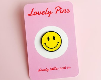 Smiley Happy Yellow Face Enamel Glossy Pin