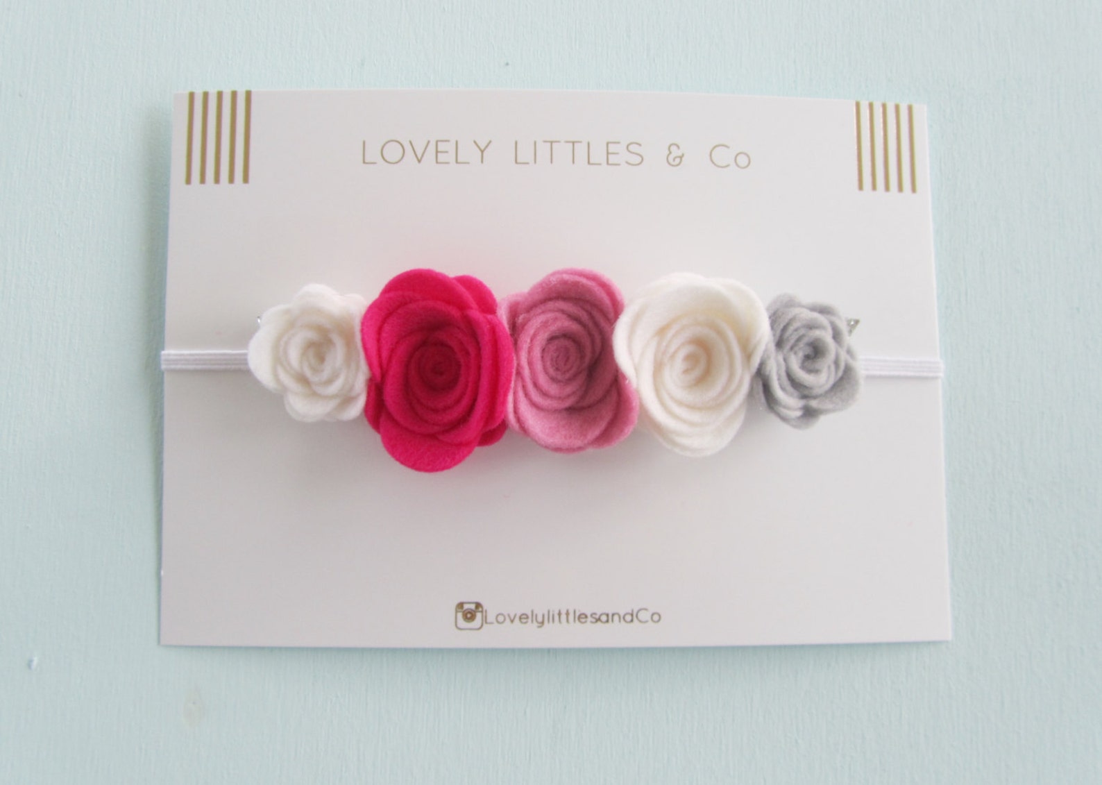 The Pastel Pink Flower Headband Pink Grey and White Blooms Etsy