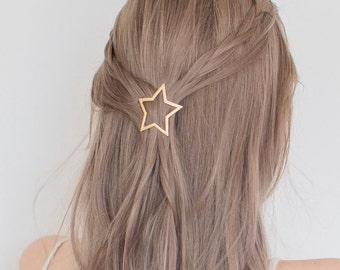 Gold star hair clip, Metal Clip, Minimalist Hair Clip, Minimalist Hair Accessory, Geometric Hair Clip, Hair Barrette, Stylish Hair Clip